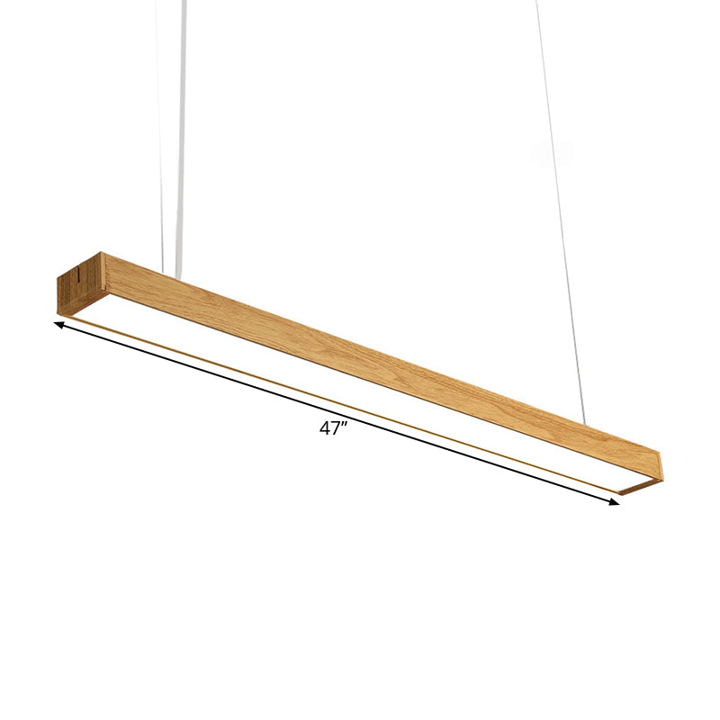 Taavita Aluminium Linear Pendant Lamp Nordic Style 23.5"/47"/71" Long LED - Ceiling Hanging Light in Wood