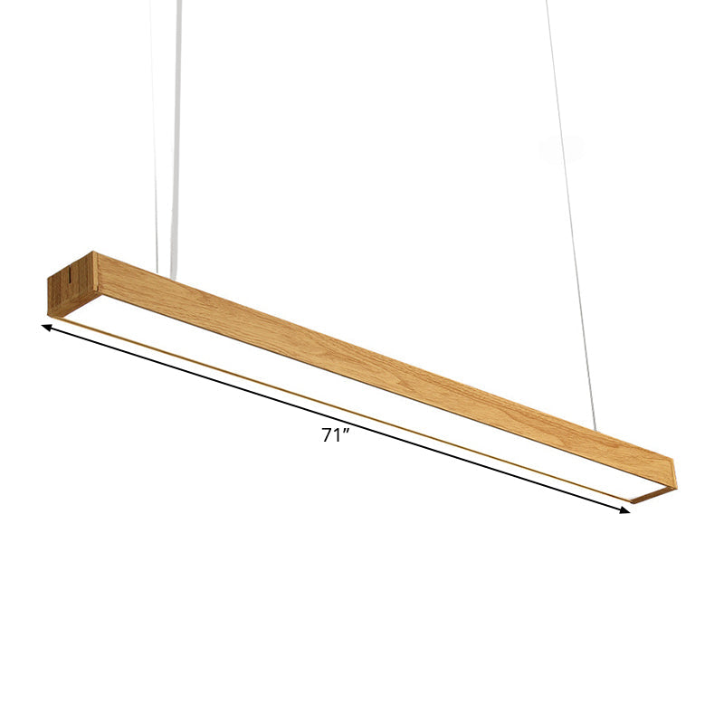 Taavita Aluminium Linear Pendant Lamp Nordic Style 23.5"/47"/71" Long LED - Ceiling Hanging Light in Wood