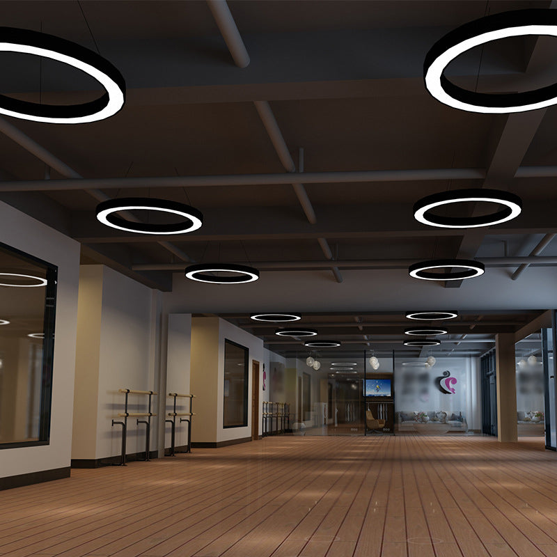 Circle LED Pendant Light Kit Minimalism Acrylic Office Hanging Lamp in Black, 16"/23.5"/47" Dia Clearhalo 'Ceiling Lights' 'Modern Pendants' 'Modern' 'Pendant Lights' 'Pendants' Lighting' 1904295