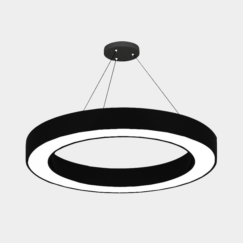 Taavita Circle LED Pendant Light Kit Minimalism Acrylic - Office - Hanging Lamp in Black, 16"/23.5"/47" Diameter