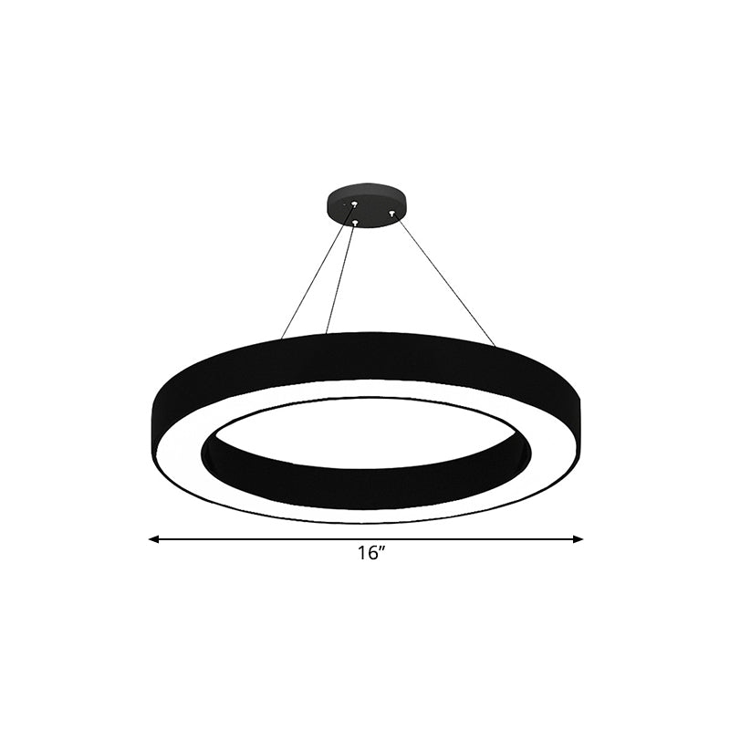 Taavita Circle LED Pendant Light Kit Minimalism Acrylic - Office - Hanging Lamp in Black, 16"/23.5"/47" Diameter