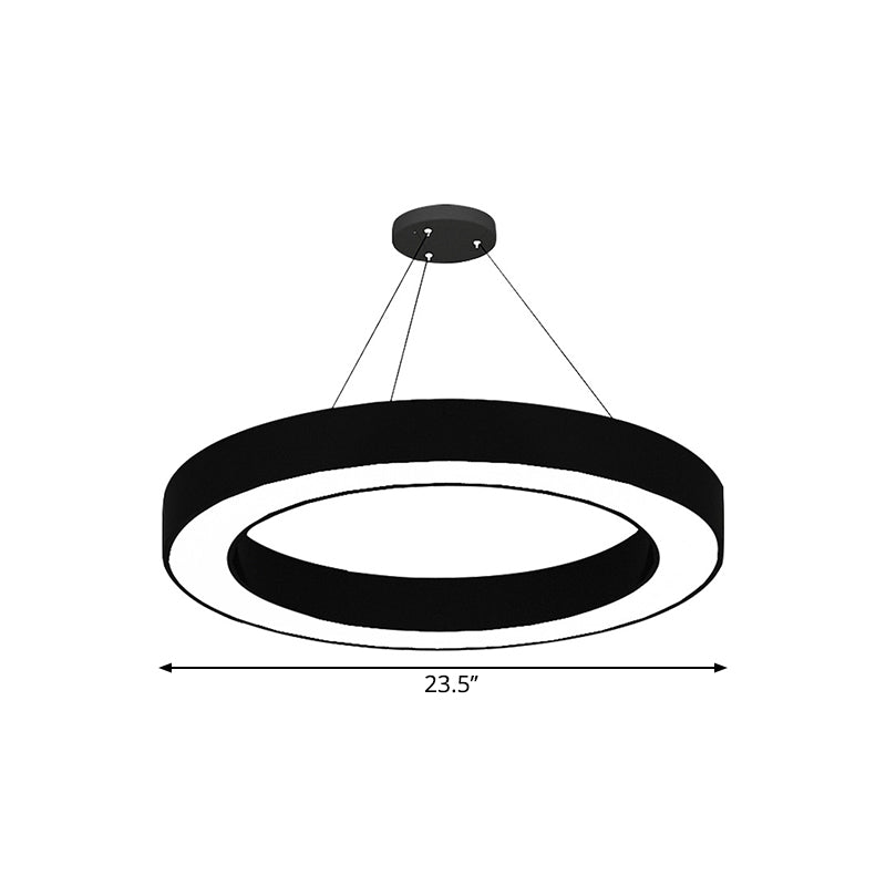 Taavita Circle LED Pendant Light Kit Minimalism Acrylic - Office - Hanging Lamp in Black, 16"/23.5"/47" Diameter