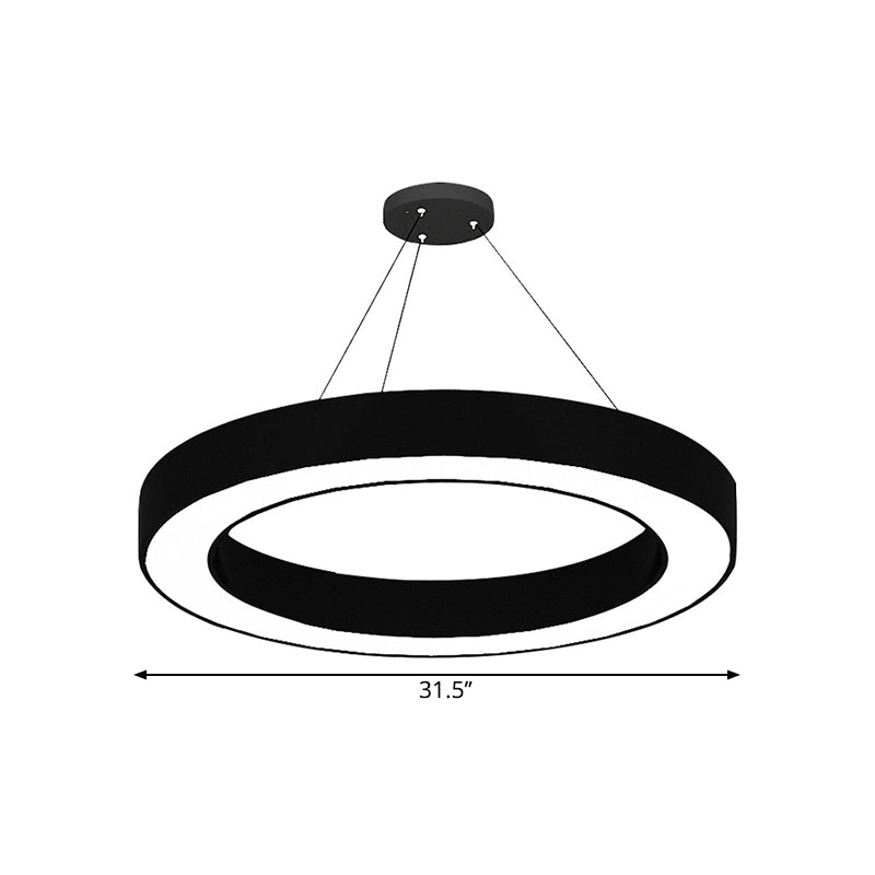 Taavita Circle LED Pendant Light Kit Minimalism Acrylic - Office - Hanging Lamp in Black, 16"/23.5"/47" Diameter