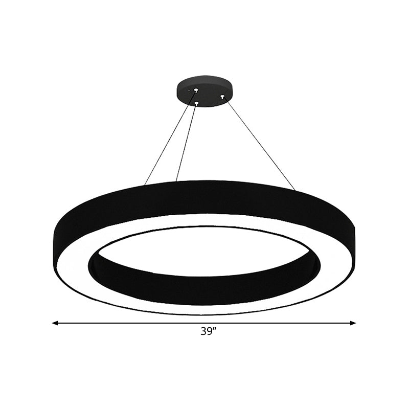 Taavita Circle LED Pendant Light Kit Minimalism Acrylic - Office - Hanging Lamp in Black, 16"/23.5"/47" Diameter