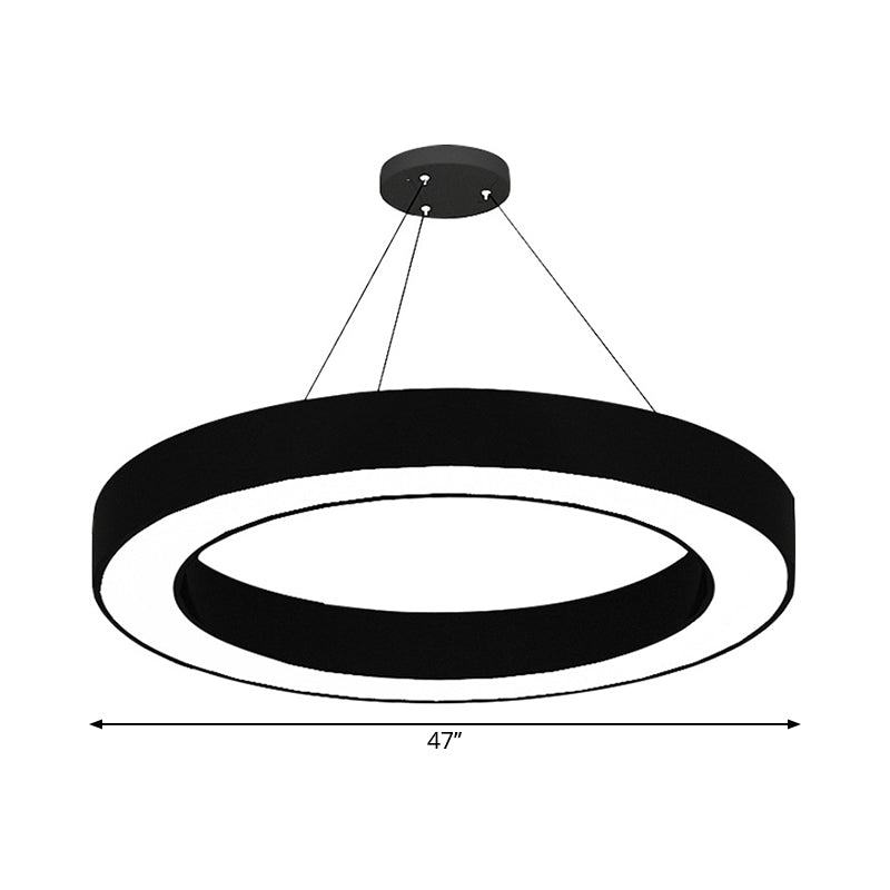 Taavita Circle LED Pendant Light Kit Minimalism Acrylic - Office - Hanging Lamp in Black, 16"/23.5"/47" Diameter