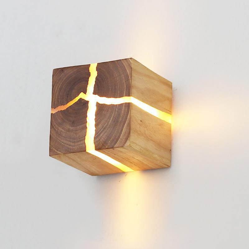 Taavita Square 1-Light Wall Lamp Made of Natural Solid Wood