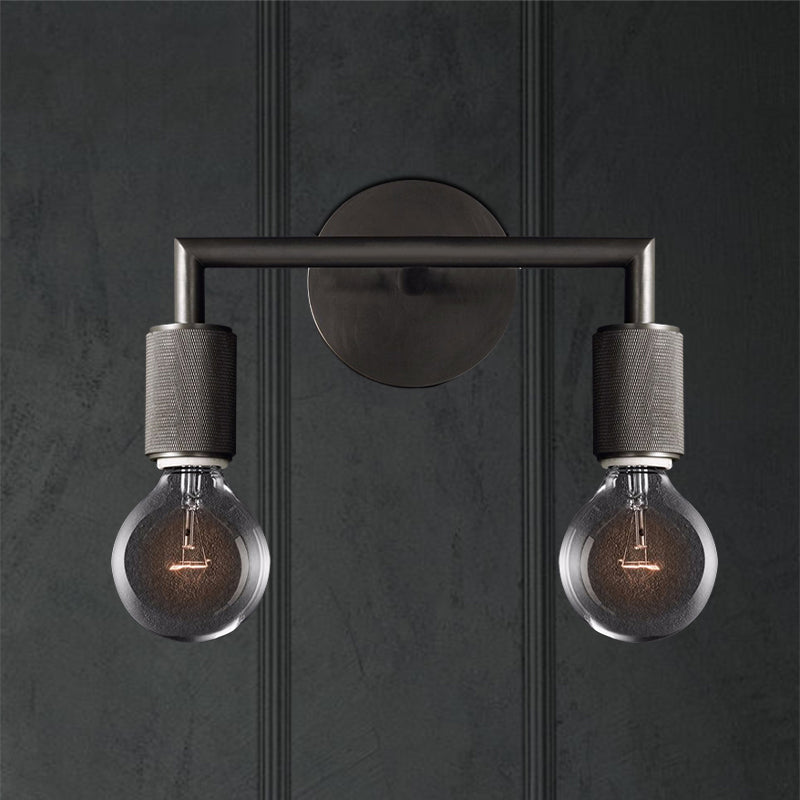 Bare Bulb Metal Wall Lighting Fixture Minimalist 1/2-Light Indoor Sconce Lamp in Black/Brass/Chrome with Square Arm Clearhalo 'Wall Lamps & Sconces' 'Wall Lights' Lighting' 1908858