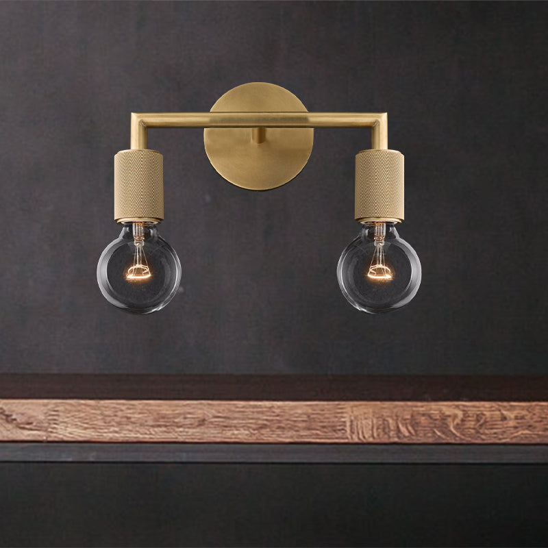 Bare Bulb Metal Wall Lighting Fixture Minimalist 1/2-Light Indoor Sconce Lamp in Black/Brass/Chrome with Square Arm Clearhalo 'Wall Lamps & Sconces' 'Wall Lights' Lighting' 1908853