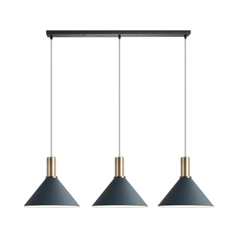 Taavita Dark Blue Cone Hanging Lamp Kit Nordic 3 Light Pendant for Kitchen Bar Multi-Light