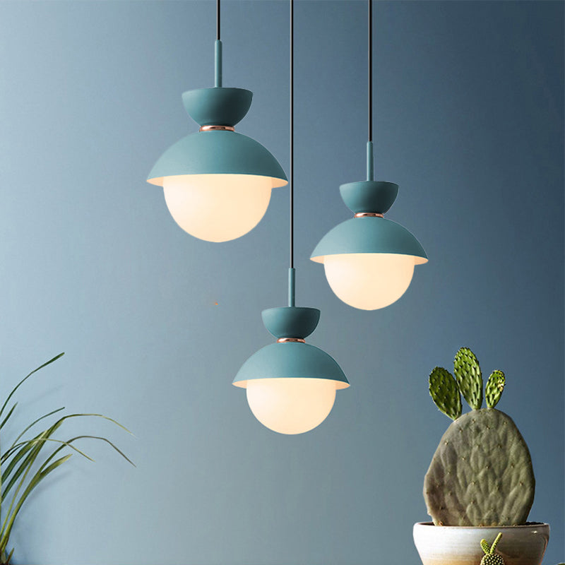 Taavita Hanging Light Fixture Macaron Opal Glass 1 Bulb Blue/Pink/Dark Blue/Grey Pendant Lighting for Restaurant