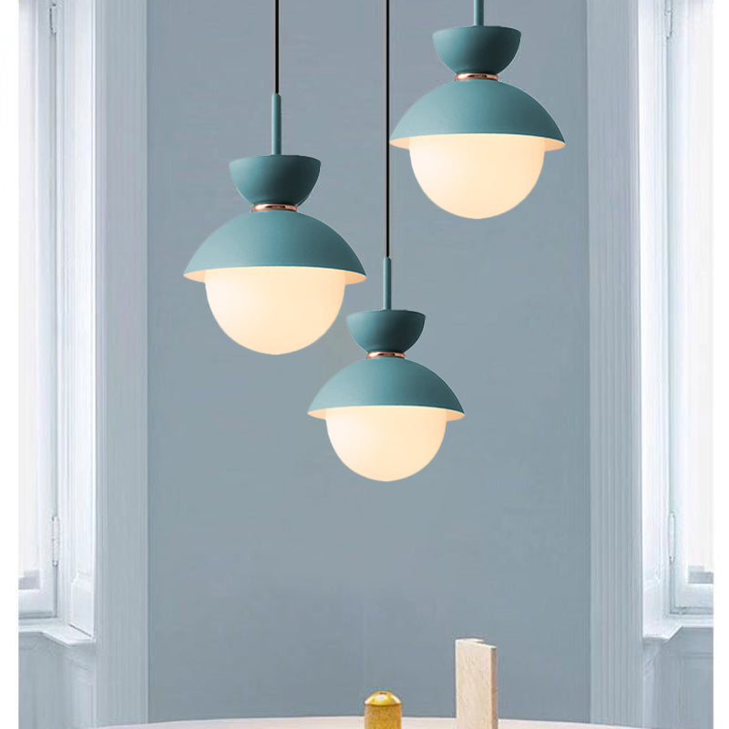 Taavita Hanging Light Fixture Macaron Opal Glass 1 Bulb Blue/Pink/Dark Blue/Grey Pendant Lighting for Restaurant