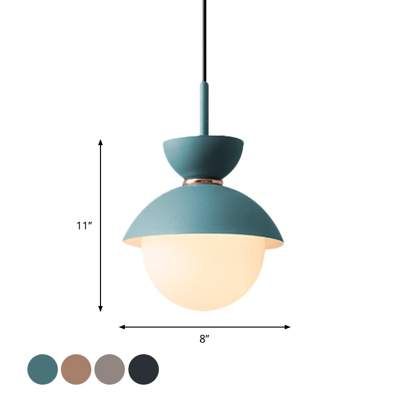 Taavita Hanging Light Fixture Macaron Opal Glass 1 Bulb Blue/Pink/Dark Blue/Grey Pendant Lighting for Restaurant