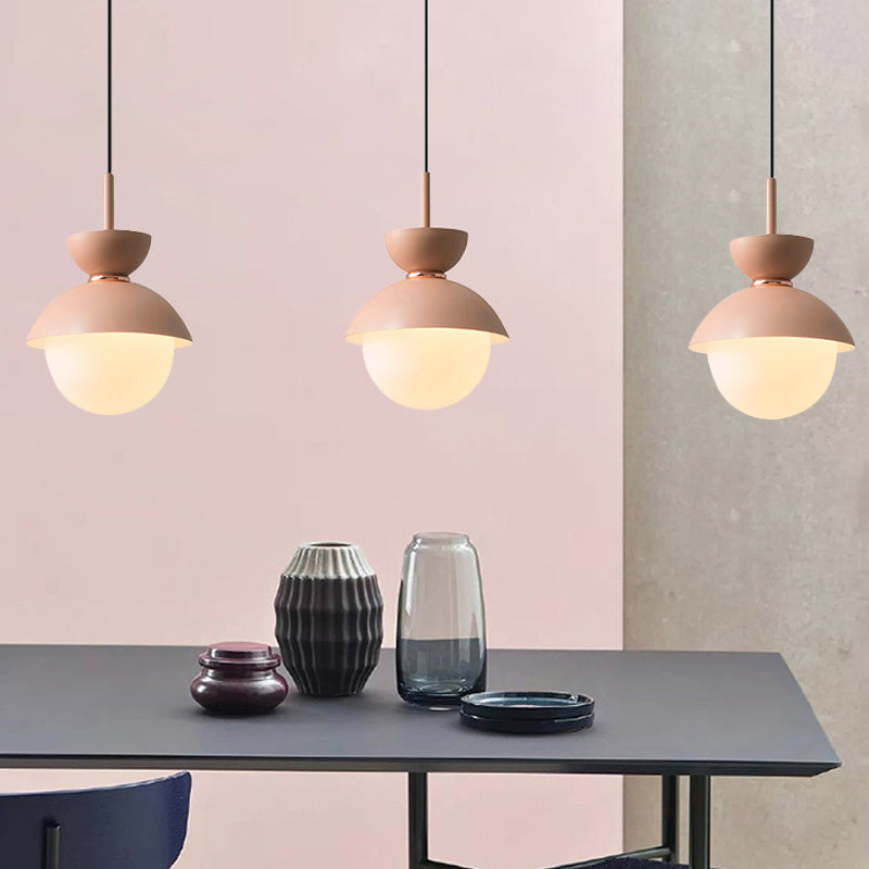 Taavita Hanging Light Fixture Macaron Opal Glass 1 Bulb Blue/Pink/Dark Blue/Grey Pendant Lighting for Restaurant