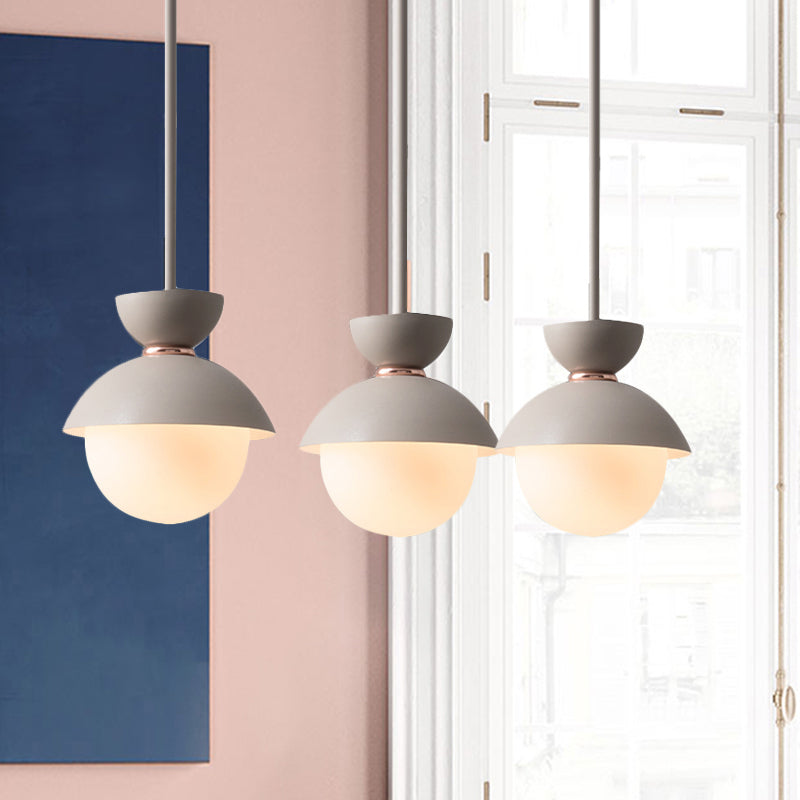 Taavita Hanging Light Fixture Macaron Opal Glass 1 Bulb Blue/Pink/Dark Blue/Grey Pendant Lighting for Restaurant