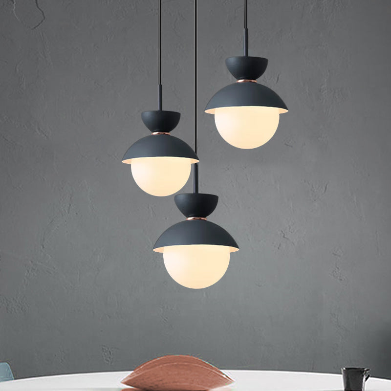 Taavita Hanging Light Fixture Macaron Opal Glass 1 Bulb Blue/Pink/Dark Blue/Grey Pendant Lighting for Restaurant