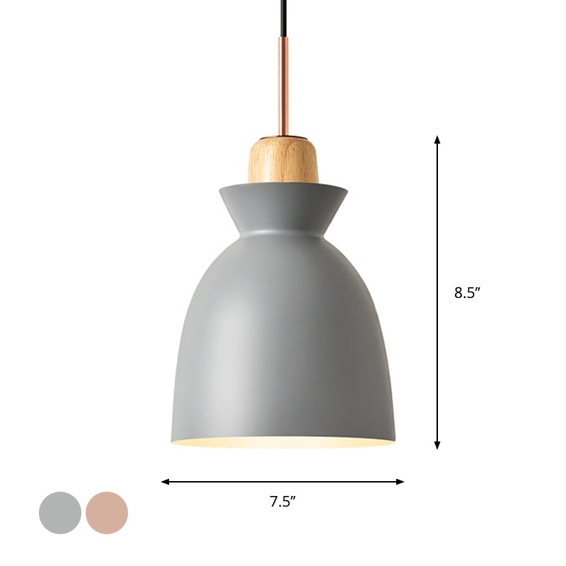 Taavita 1-Light Pendant Lamp Pink/White/Black Cone/Bowl/Bell Hanging Ceiling Light with Iron Shade and Wood Cork – Ideal for Kids' Indoor Space