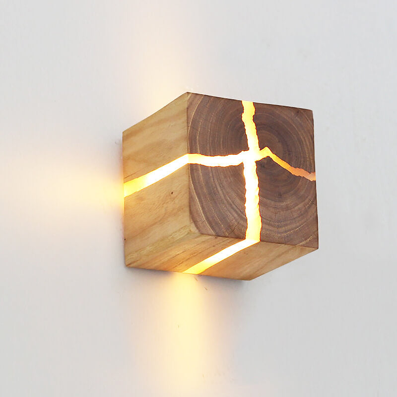 Taavita Square 1-Light Wall Lamp Made of Natural Solid Wood