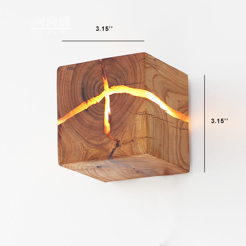 Taavita Square 1-Light Wall Lamp Made of Natural Solid Wood