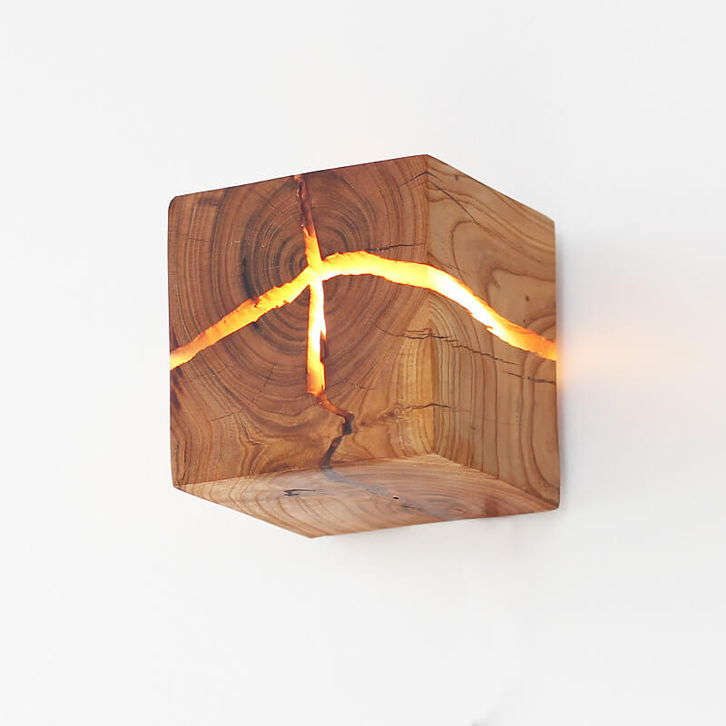 Taavita Square 1-Light Wall Lamp Made of Natural Solid Wood