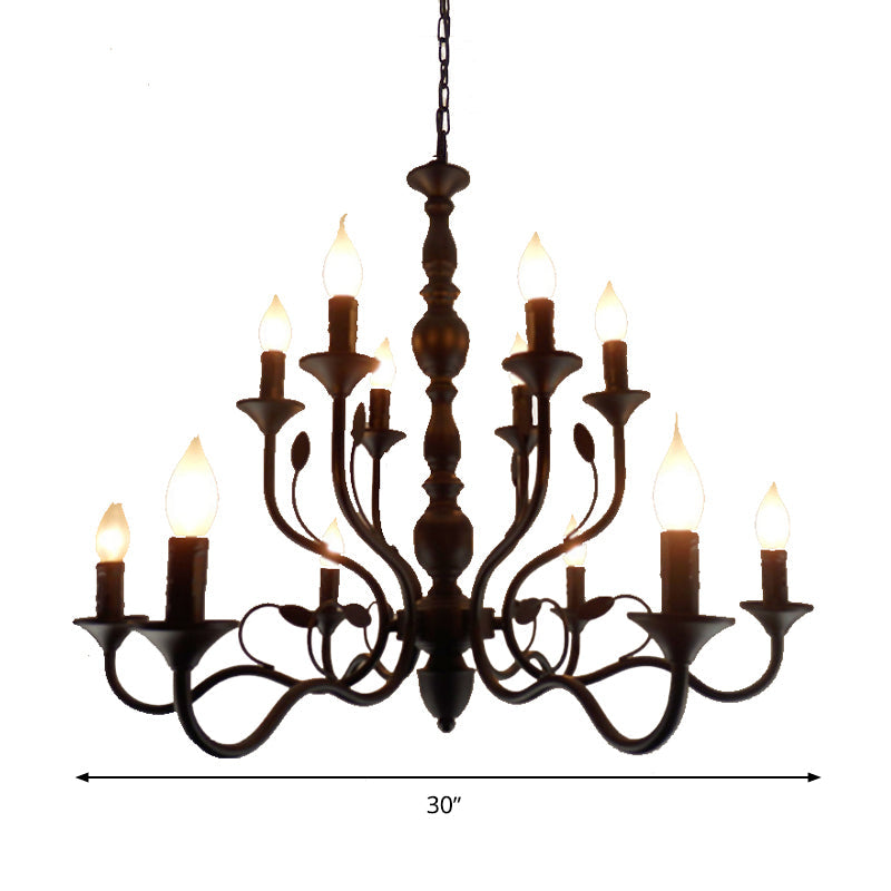 Traditional Curved Arm Chandelier in Black for Living Room 10/12/16 Lamp Model Suspension Pendant Light