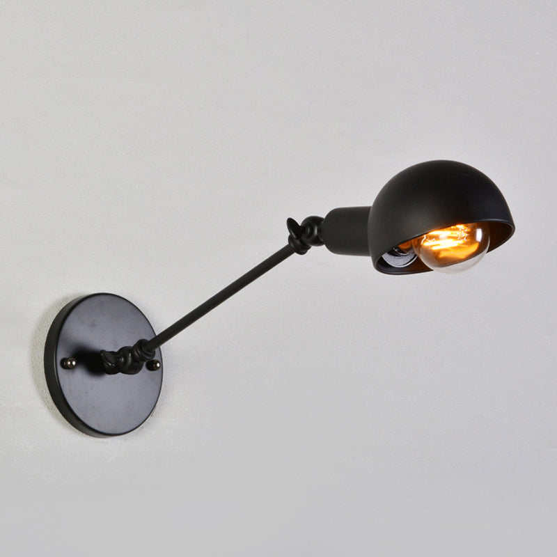 8 "+8"/12 "+12" W Retro Vibration Wall Lamp Single-Bulb Iron Mounting with Bowl Shade in Black Taavita