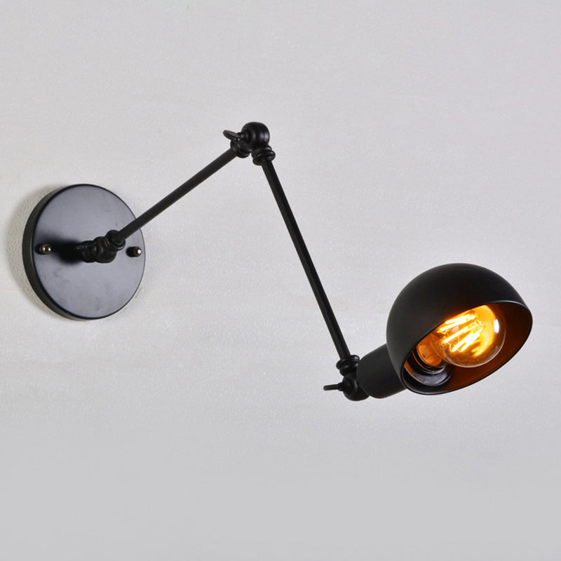 8 "+8"/12 "+12" W Retro Vibration Wall Lamp Single-Bulb Iron Mounting with Bowl Shade in Black Taavita