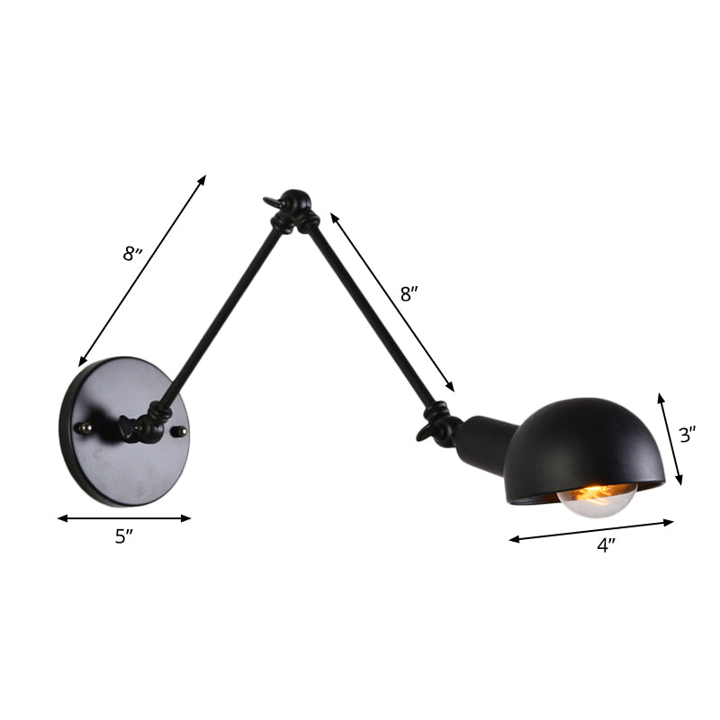 8 "+8"/12 "+12" W Retro Vibration Wall Lamp Single-Bulb Iron Mounting with Bowl Shade in Black Taavita