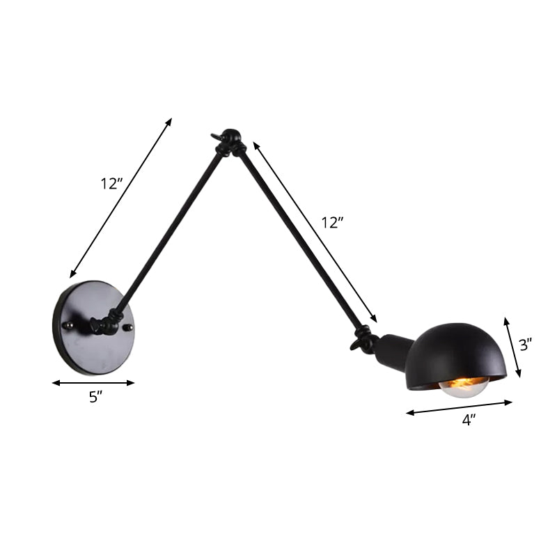 8 "+8"/12 "+12" W Retro Vibration Wall Lamp Single-Bulb Iron Mounting with Bowl Shade in Black Taavita