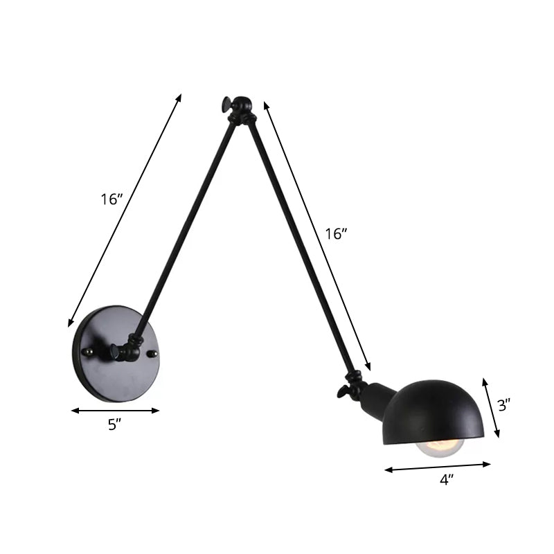 8 "+8"/12 "+12" W Retro Vibration Wall Lamp Single-Bulb Iron Mounting with Bowl Shade in Black Taavita