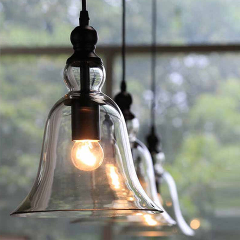 Taavita Single Blanket Pendant Lamp Rustic Bell Clear Glass Hanging Lighting