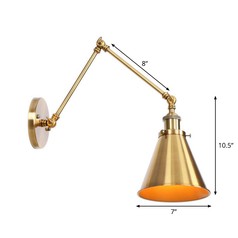 Taavita Task Wall Lighting Overbaked/Horn/Cone Single 6"/8" Wide Antique Wall Lamp with Swing Arm for LED/Bulb/Fluorescent