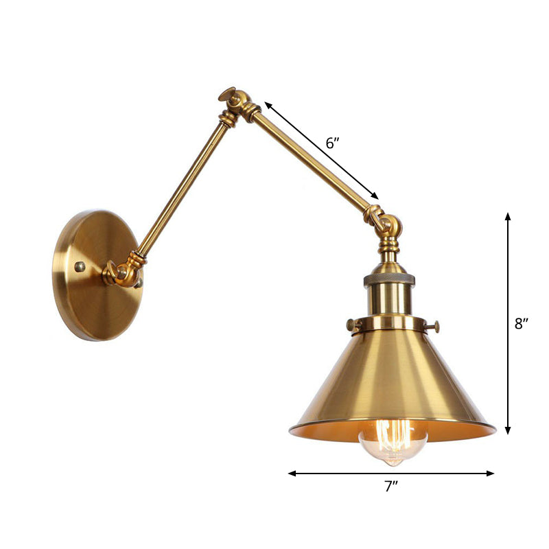 Taavita Task Wall Lighting Overbaked/Horn/Cone Single 6"/8" Wide Antique Wall Lamp with Swing Arm for LED/Bulb/Fluorescent