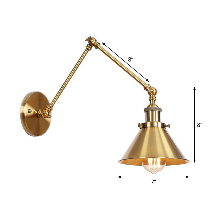 Taavita Task Wall Lighting Overbaked/Horn/Cone Single 6"/8" Wide Antique Wall Lamp with Swing Arm for LED/Bulb/Fluorescent