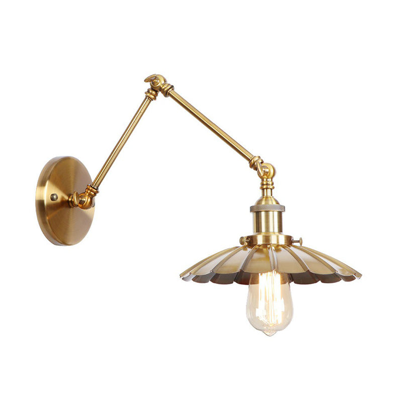 Iron Brass Task Wall Lighting Scalloped/Horn/Cone Single 6"/8" Wide Antique Wall Mounted Lamp with Swing Arm Clearhalo 'Art deco wall lights' 'Cast Iron' 'Glass' 'Industrial wall lights' 'Industrial' 'Middle century wall lights' 'Modern' 'Rustic wall lights' 'Tiffany' 'Traditional wall lights' 'Wall Lamps & Sconces' 'Wall Lights' Lighting' 1918430