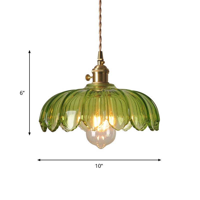 Taavita Glass Shoe Shadow Pendant Retro 1 Bulb Open Kitchen Hanging Light in Brass - Industrial Style, Round Canopy, 59" Chain/Cable, E26/E27 Bulb Base, 220V-240V/110V-120V