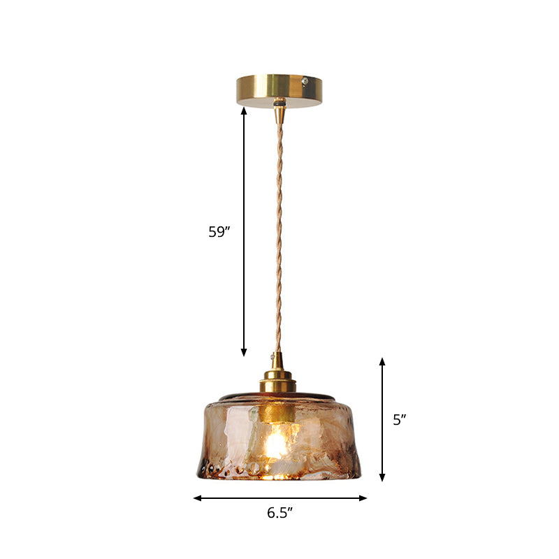 Light Hanging Lighting Treatment Rustic Dining Room Pendant Lamp with Round Amber Alabaster Glass Shade in Brass - Industrial Style, Metal Material, Round Canopy, 59" Chain/Cable Length