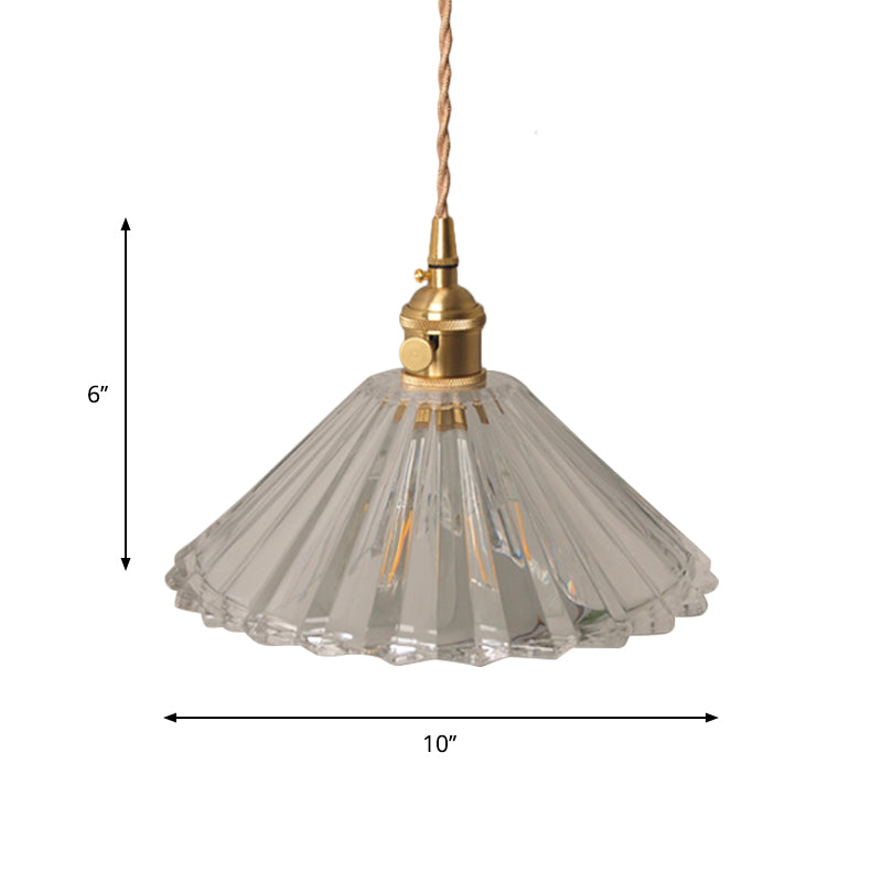 Taavita - Antique Clear Prismatic/Wavy Glass Wall Night Light 1 Bulb Brass - Brass Wall Hanging Lamp with Rotary Switch