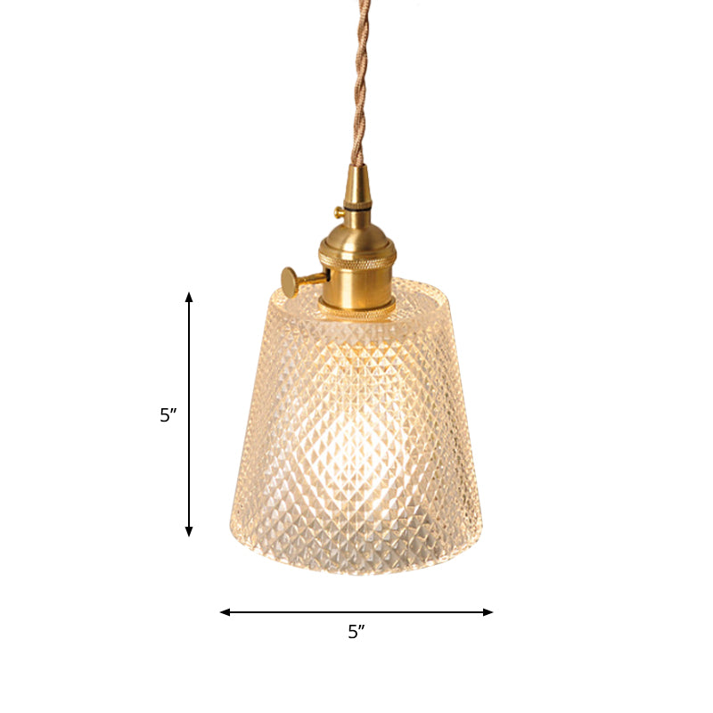 Taavita - Antique Clear Prismatic/Wavy Glass Wall Night Light 1 Bulb Brass - Brass Wall Hanging Lamp with Rotary Switch