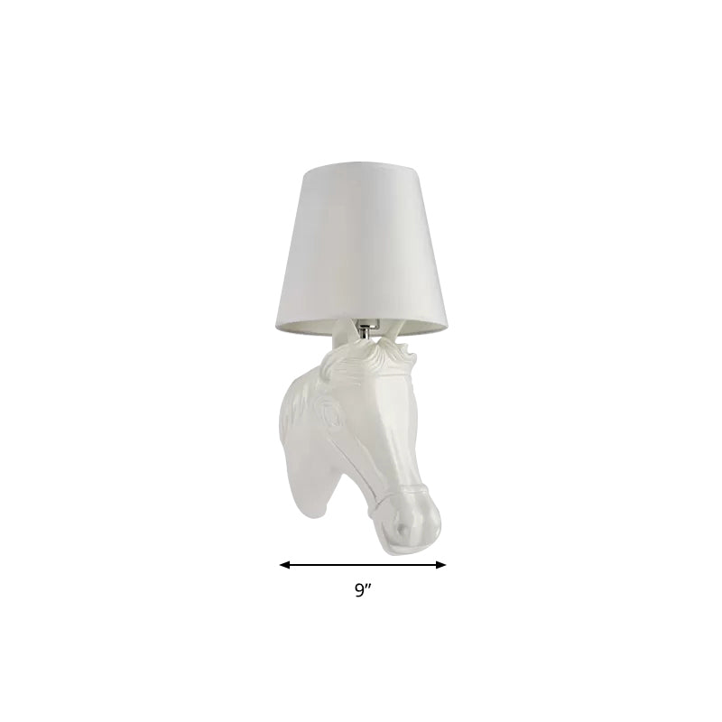 Taavita Wall Lamp with Bucket Shade Rustic Resin Wall Light in White for Bedside