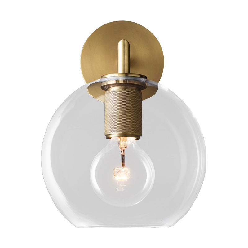 Bronze Armed Wall Sconce Light Postmodern Single Metal/Clear Glass Wall Lamp with/without Disc/Sphere/Cone Shade Clearhalo 'Cast Iron' 'Glass' 'Industrial' 'Modern wall lights' 'Modern' 'Tiffany' 'Traditional wall lights' 'Wall Lamps & Sconces' 'Wall Lights' Lighting' 1936761