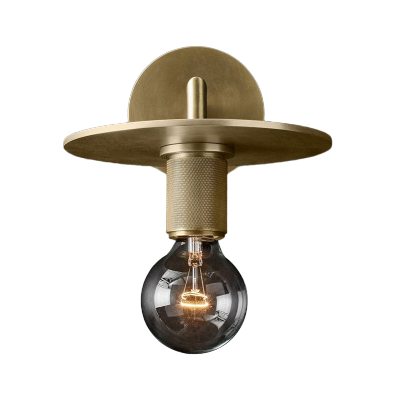 Bronze Armed Wall Sconce Light Postmodern Single Metal/Clear Glass Wall Lamp with/without Disc/Sphere/Cone Shade Bronze A Clearhalo 'Cast Iron' 'Glass' 'Industrial' 'Modern wall lights' 'Modern' 'Tiffany' 'Traditional wall lights' 'Wall Lamps & Sconces' 'Wall Lights' Lighting' 1936763