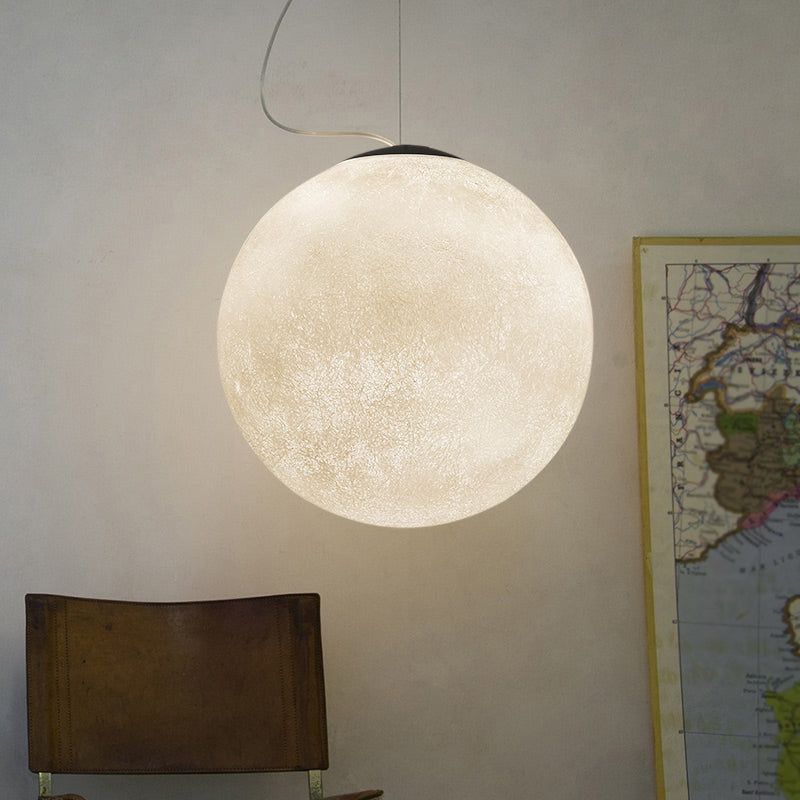 White Glass Super Moon Pendulum Light Romantic Modern 1-Light Ceiling Hang Lamp, 10"/12"/16" Wide Clearhalo 'Ceiling Lights' 'Modern Pendants' 'Modern' 'Pendant Lights' 'Pendants' Lighting' 1936856