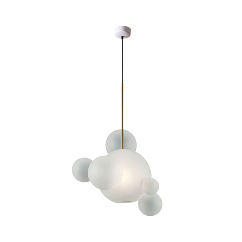 Modern Hanging Light Mouth-Blown White Glass 5 Bulb Cafe House Ceiling Pendant Lamp