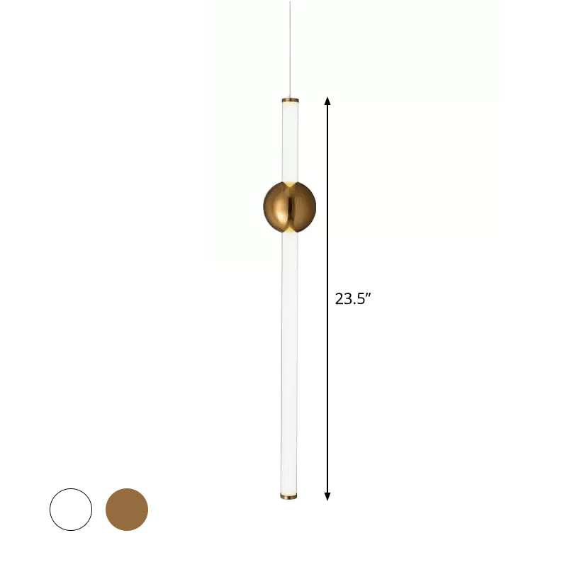 Taavita 1-Bulb Pendant Light Postmodern Gold/Clear Hanging Light with Tube-Crossing White Glass Shade