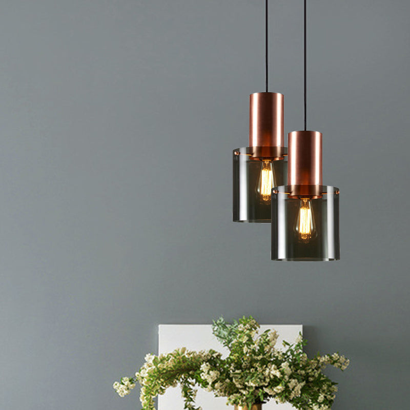 Taavita Rose Gold/Gold Bottle Pendant Lamp Modern Style 1-Track Smoke Gray Glass Ceiling Light for Kitchen Bar