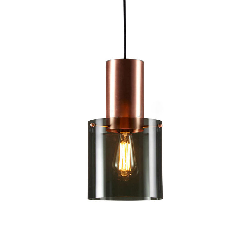 Taavita Rose Gold/Gold Bottle Pendant Lamp Modern Style 1-Track Smoke Gray Glass Ceiling Light for Kitchen Bar