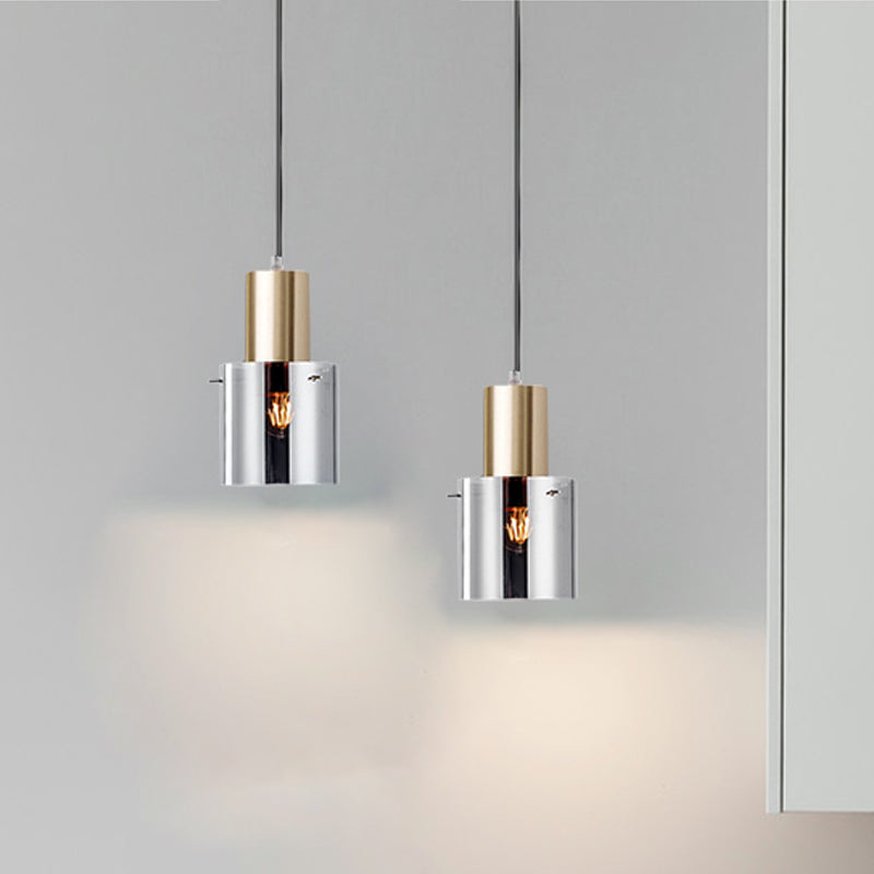 Modern Style Taavita Bottle Pendant Lamp 1-Bulb Smoky Grey Glass Ceiling Hang Light for Kitchen Bar