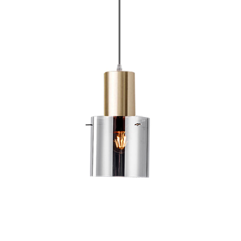 Taavita Rose Gold/Gold Bottle Pendant Lamp Modern Style 1-Track Smoke Gray Glass Ceiling Light for Kitchen Bar