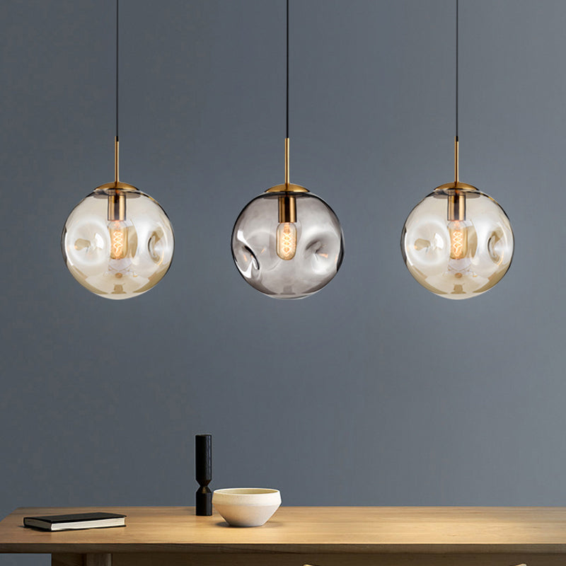 Modern Taavita Ball Ceiling Pendant Taavita/Smoke Gray Glass 1 Head Brass Hanging Light for Living Room