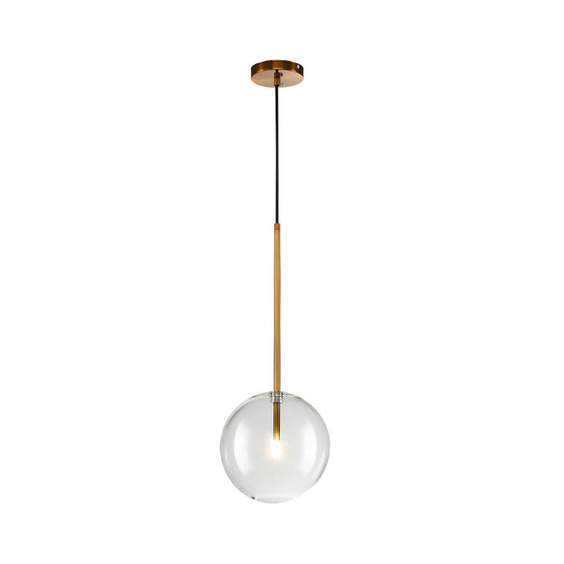 Taavita Clear Glass Globe Suspension Lighting Minimalist 6"/8"/10" Wide Single Golden Pendant Over Table